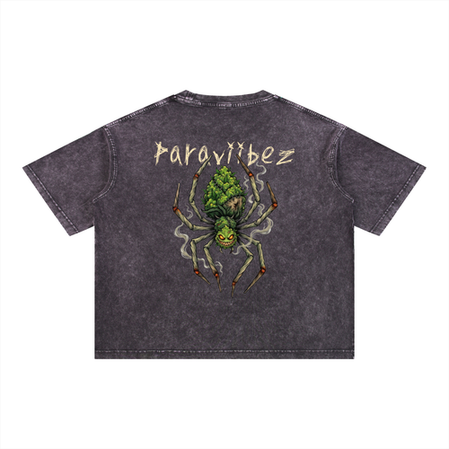 Spider Cannabis Oversized Boxy T-Shirt — Mineral Wash